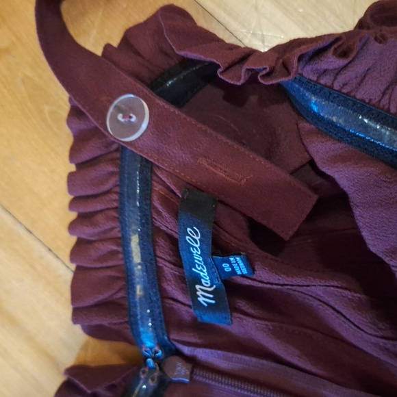 Madewell Pintuck Cami Wide-leg Jumpsuit Size 00 Burgundy Oxblood Wine - Picture 8 of 15